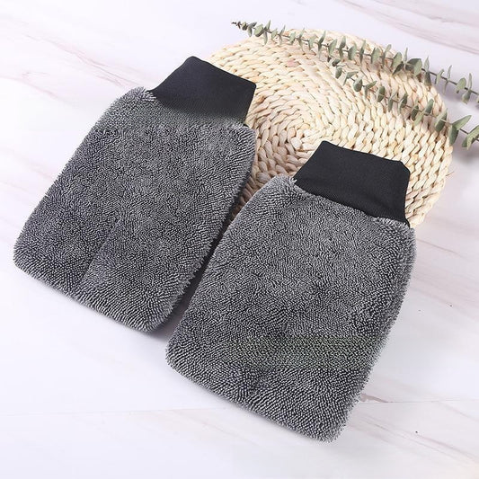 Color Long Wool Coral Fleece Car Cleaning Gloves