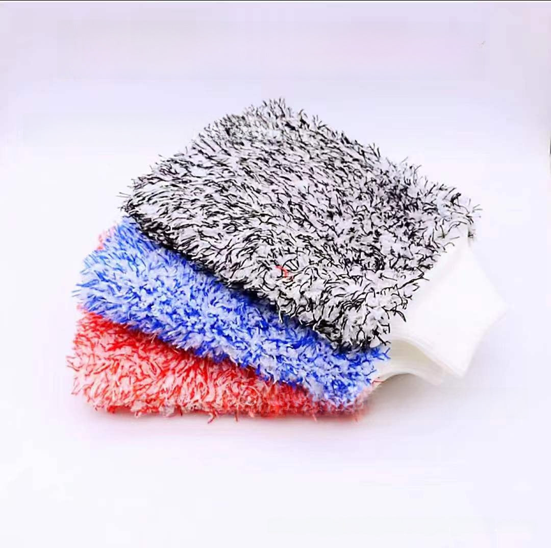 Microfiber Car Cleaning Gloves with Coral Fleece