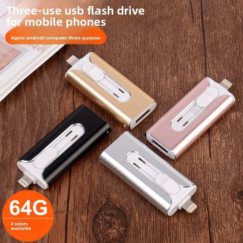 metal three-in-one mobile phone U disk 1tb for Apple Android computer lettering 256g USB gift customization