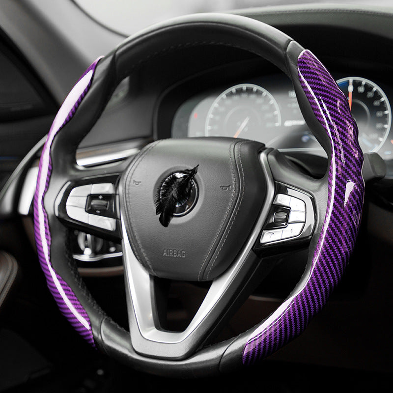 Polished carbon fiber pattern car steering wheel cover
