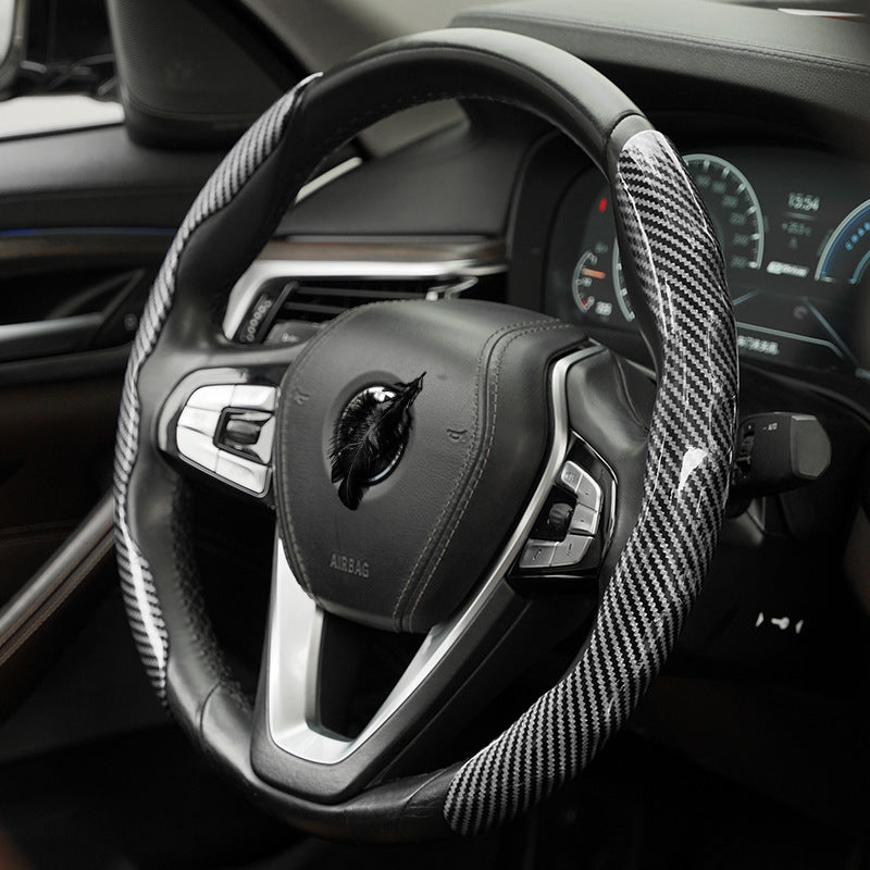 Polished carbon fiber pattern car steering wheel cover