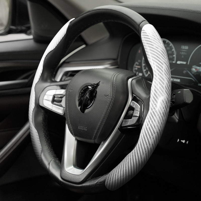 Polished carbon fiber pattern car steering wheel cover