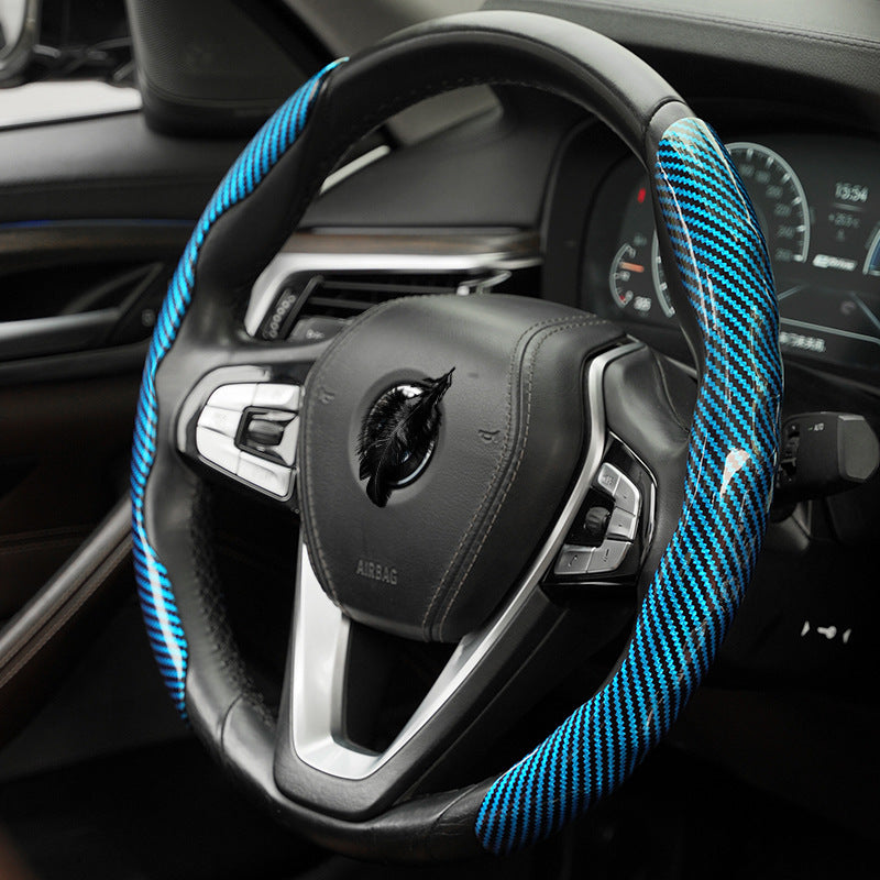 Polished carbon fiber pattern car steering wheel cover
