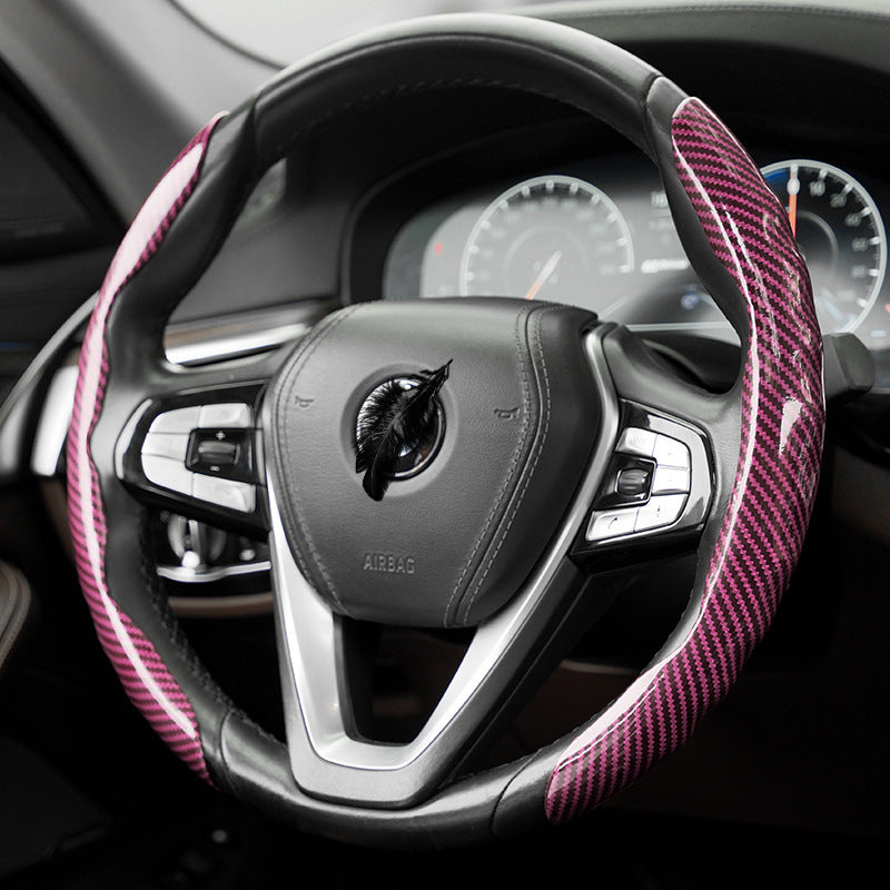 Polished carbon fiber pattern car steering wheel cover