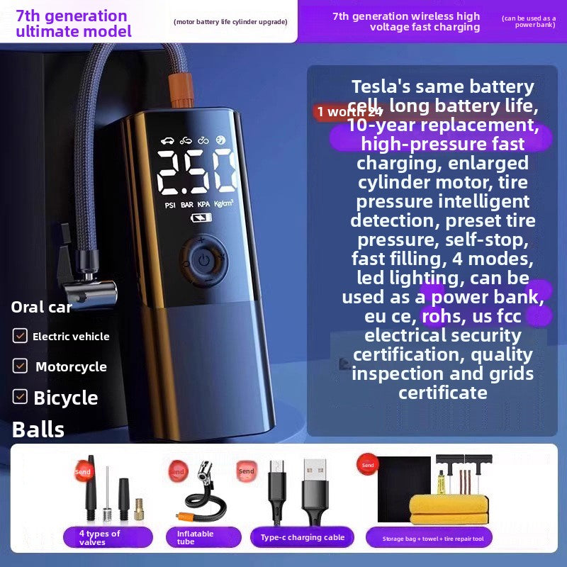 Portable wireless air pump for vehicles