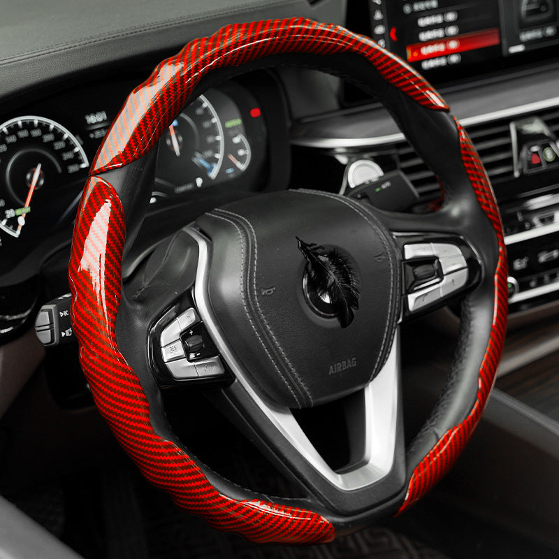 Polished carbon fiber pattern car steering wheel cover