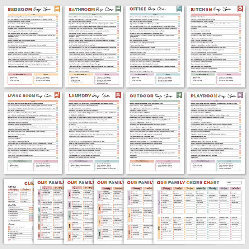 Annual Household Cleaning Checklist Notebook