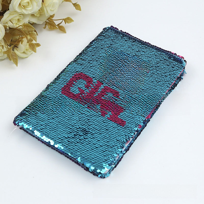 Colorful Fish Scale Sequin Notebook with Double-Sided Flip Design