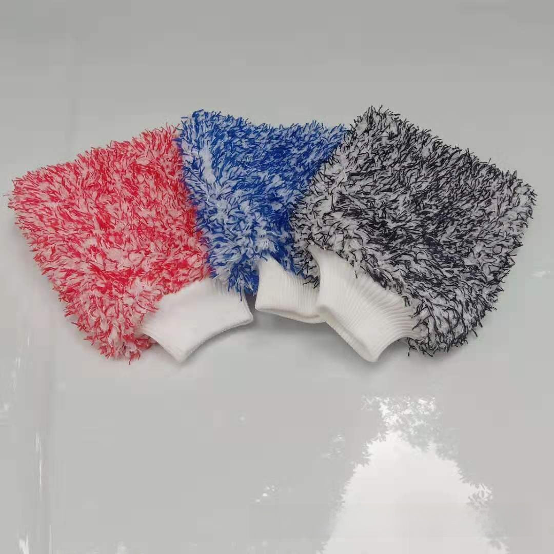 Microfiber Car Cleaning Gloves with Coral Fleece